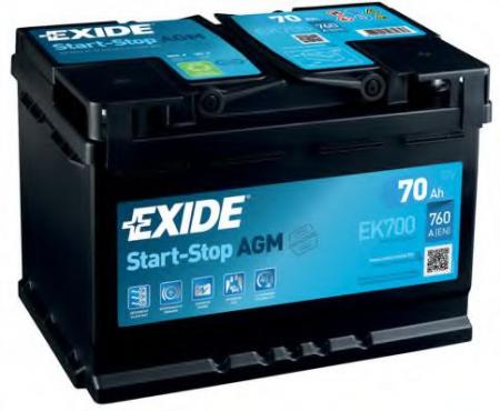 AGM 70AH 760A (R+) 278X175X190 MM EK700