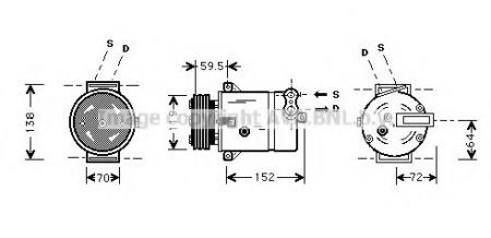 OMEGA {FRONTERA 98-/VECTRA 95-/SAAB 9-3 98-} КОМПРЕССОР КОНДИЦ (СМ.КАТАЛОГ) (AVA) OLAK279