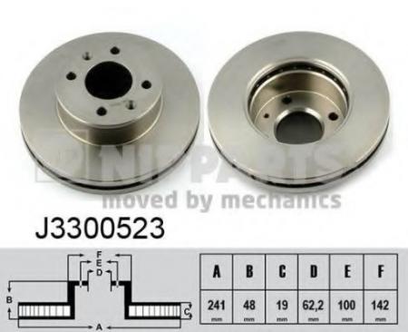 ДИСК ТОРМОЗНОЙ HY GETZ 1.1-1.6 R13 02- БЕЗ АБС ПЕРЕДНИЙ ВЕНТ.D=241ММ. J3300523