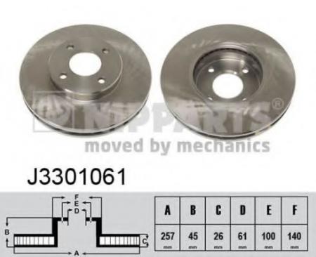 ДИСК ТОРМОЗНОЙ NISSAN 100NX/ALMERA (N15)/SUNNY 2.0GTI ПЕРЕДНИЙ ВЕНТ.D=257ММ. J3301061
