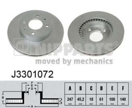 ДИСК ТОРМОЗНОЙ NISSAN ALMERA (N15) 1.4-2.0 95-00 ПЕРЕДНИЙ ВЕНТ.D=247ММ. J3301072
