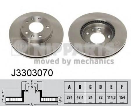 ДИСК ТОРМОЗНОЙ MAZDA 323 2.0 01-04/626 2.0 98-02/6 1.8 02-/PREMACY 2.0 99- ПЕР. J3303070