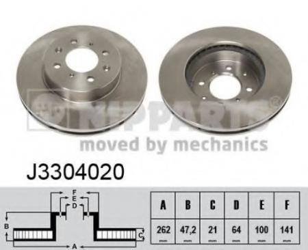 ДИСК ТОРМОЗНОЙ ROVER 400 1.4-2.0 90-98 ПЕРЕДНИЙ ВЕНТ.D=262ММ. J3304020