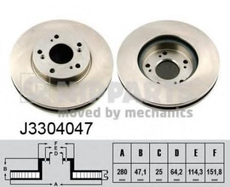 ДИСК ТОРМОЗНОЙ HONDA ACCORD 2.0-2.4 R15 03-08 ПЕРЕДНИЙ J3304047