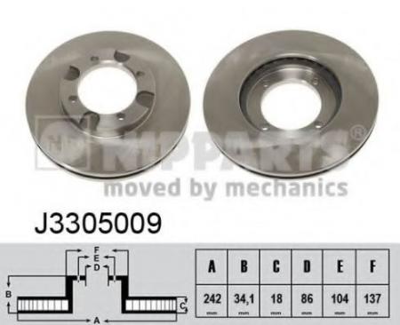 ДИСК ТОРМОЗНОЙ MITSUBISHI COLT 84-88/LANCER 84-93 ПЕРЕДНИЙ ВЕНТ. J3305009