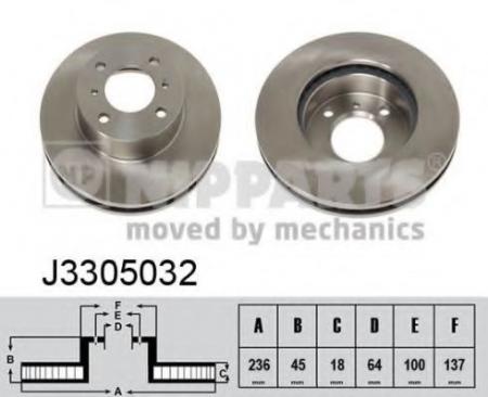 ДИСК ТОРМОЗНОЙ MITSUBISHI CARISMA 1.6/1.9 95-06/COLT 92-05/LANCER 92-03 ПЕРЕДНИЙ J3305032