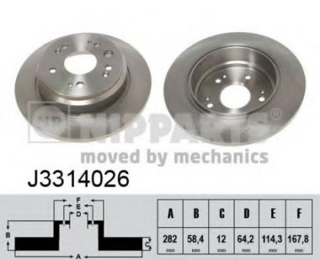 ДИСК ТОРМОЗНОЙ HONDA FR-V 05-/STREAM 01- ЗАДНИЙ J3314026