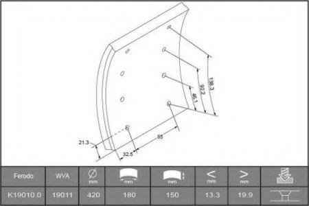  .STD 19010 21.0-13.0 (420x150) (93685/L10 6.35x15.9 64)DAF 1900 1901020606016166 BERAL