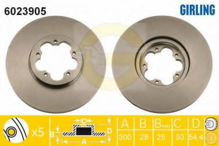 ДИСК ТОРМОЗНОЙ FORD TRANSIT 06- ПЕРЕДНИЙ ВЕНТ.D=300ММ. 6023905