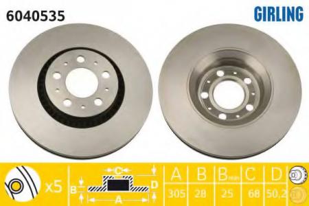   VOLVO S60 00-/S80 98-06/V70 00-/XC70 00-  D=305. 6040535