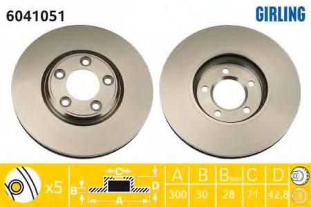 ДИСК ТОРМОЗНОЙ JAGUAR S-TYPE 2.5-4.2 99- ПЕРЕДНИЙ 6041051