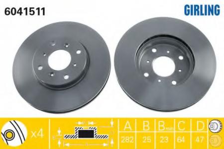 ДИСК ТОРМОЗНОЙ HONDA ACCORD 1.8-2.3 98-03 ПЕРЕДНИЙ 6041511