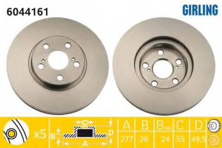 ДИСК ТОРМОЗНОЙ TOYOTA AVENSIS 1.6-2.4 03- ПЕРЕДНИЙ ВЕНТ. 6044161