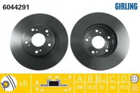 ДИСК ТОРМОЗНОЙ HONDA ACCORD 2.0-2.4 R15 03-08 ПЕРЕДНИЙ 6044291