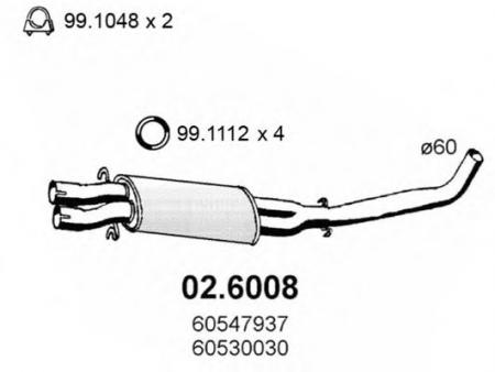 ГЛУШИТЕЛЬ СРЕДНИЙ ALFA 75-90 V6 85 02.6008