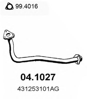 ТРУБА ПРИЕМНАЯ ВЫПУСКНАЯ AUDI 100 D 78-82 04.1027
