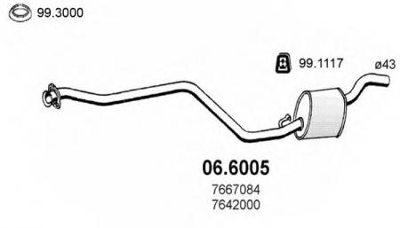 ГЛУШИТЕЛЬ СРЕДНИЙ Y10 1.3 I 89 06.6005