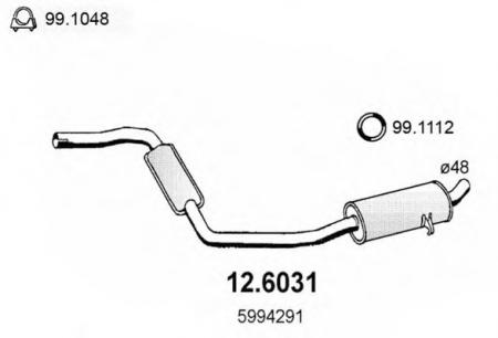 ГЛУШИТЕЛЬ СРЕДНИЙ FIAT REGATA 85-100 SUP 12.6031
