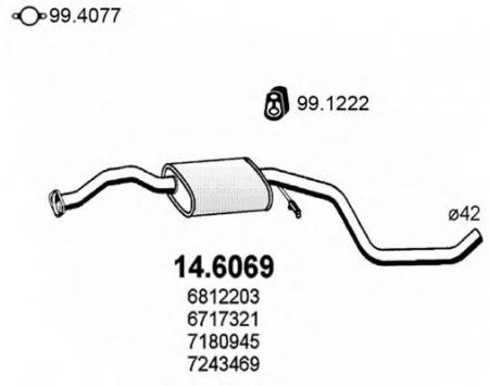 ГЛУШИТЕЛЬ СРЕДНИЙ FORD ESCORT / ORION 1.3 EFI S.W. 14.6069