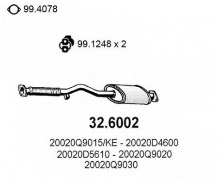 ГЛУШИТЕЛЬ СРЕДНИЙ NISSAN BLUEBIRD 1.6-1.8 T12 86 32.6002