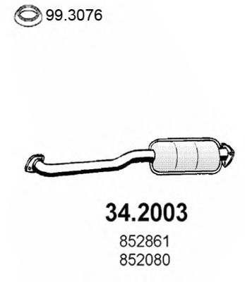РЕЗОНАТОР ГРУШИТЕЛЯ ПЕРЕДНИЙ OPEL KADETT E 2.0 GSI 1987-91 34.2003