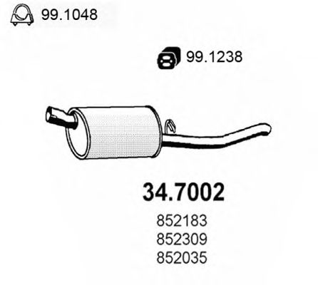 ГЛУШИТЕЛЬ ЗАДНЯЯ ЧАСТЬ OPEL CORSA 1.2-1.3- 3 VOL. 83 34.7002