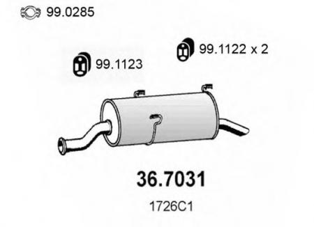 ГЛУШИТЕЛЬ ЗАДНЯЯ ЧАСТЬ PEUGEOT 306 2.0I ST 7/1995 36.7031