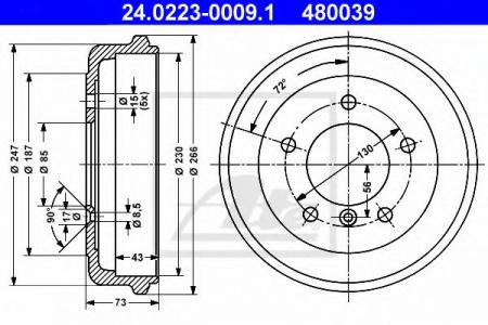 БАРАБАН ТОРМОЗНОЙ ДЛЯ MERCEDES BENZ 24.0223-0009.1