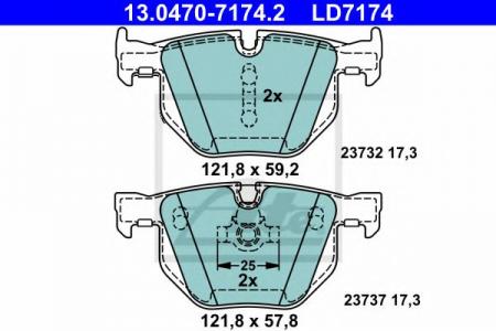 КОЛОДКИ BMW E60 2.0-3.0 ЗАД (CERAMIC) 13.0470-7174.2