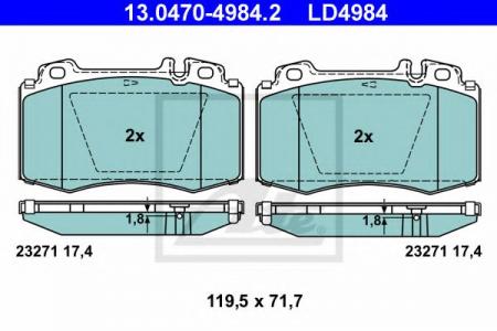КОЛОДКИ MER W163/W215 99-/W220 -01 ПЕР (CERAMIC) 13-0470-4984-2