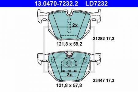 КОЛОДКИ ЗАД.BMW X5 E70 3.0L 2007=> (CERAMIC) 13.0470-7232.2