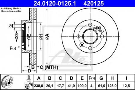 ДИСК ТОРМОЗНОЙ ПЕРЕДН, NISSAN: KUBISTAR 1.2/1.2 16V/1.5 DCI/1.5 DCI 70/1.5 DCI 85/1.6 16V 03-, KUBISTAR ФУРГОН 1.2/1.2 16V/1.5 DCI/1.6 16V 03-  RENAULT: 11 1.4 TU 24.0120-0125.1
