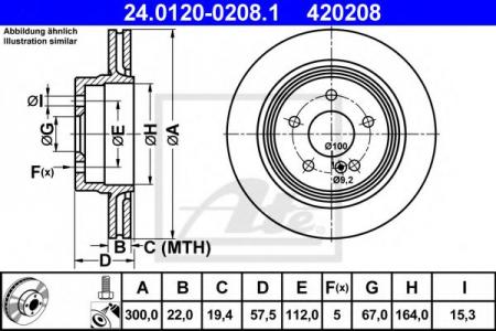 ДИСК ТОРМ MER W204/C207 3.0-5.0/2.5CDI/3.5CDI/CGI 07- ПЕР ВЕНТ 5 ОТВ 300X22 24.0120-0208.1