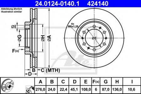 ДИСК ТОРМОЗНОЙ ПЕРЕДНИЙ ДЛЯ MITSUBISHI 24.0124-0140.1