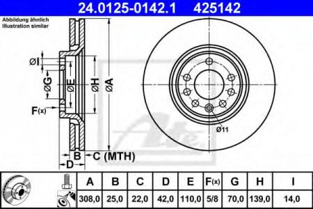 ДИСК ТОРМОЗНОЙ ПЕРЕДН, OPEL: ASTRA G НАКЛОННАЯ ЗАДНЯЯ ЧАСТЬ 2.0 16V OPC/2.0 OPC 98-09 24.0125-0142.1