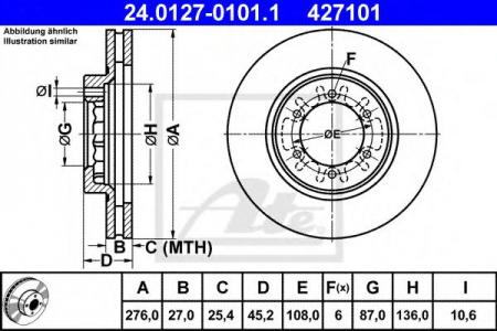 ДИСК ТОРМОЗНОЙ ПЕРЕДН, MITSUBISHI: PAJERO II 3.5 V6 24V/3.5 V6 24V 90-99 24.0127-0101.1