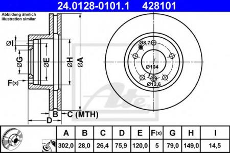 ДИСК ТОРМ BMW E32 86-/E34 92- 3.0/3.5/4.0/5.0 ПЕР ВЕНТ 302X28 24.0128-0101.1