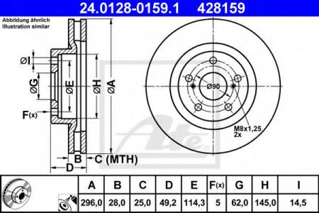 ДИСК ТОРМОЗНОЙ ПЕРЕДН, LEXUS: ES 250/300H/350 12-, ES 3.5 06-12  TOYOTA: AURIS 1.8 HYBRID 06-, CAMRY 3.5 VVTI XLE 01-06, CAMRY СЕДАН 2.5/3.5 11-, CAMRY СЕДАН 2.4 24-0128-0159-1