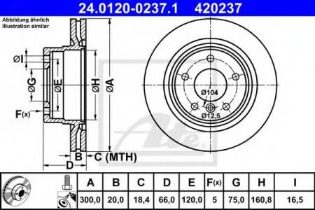 ДИСК ТОРМ BMW F20/F21/F30 .4-1.6-2.5/1.6D-2.5D 10- ЗАД ВЕНТ 300X20 24.0120-0237.1