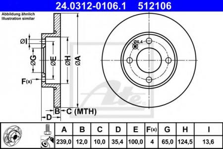 ДИСК ТОРМОЗНОЙ ПЕРЕДНИЙ ДЛЯ AUDI / VW 24.0312-0106.1