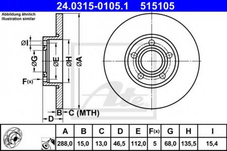 ДИСК ТОРМ AUDI 100 C4/A6 C4/A4 ПЕР НЕ ВЕНТ PD 288X15 24.0315-0105.1