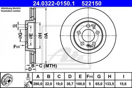   AUDI A3 1.8/1.9TDI VW GOLFIV 1.4-2.0   PD 280X22 24.0322-0150.1