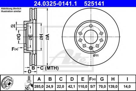 ДИСК ТОРМОЗНОЙ ATE POWER DISC 24.0325-0141.1 24.0325-0141.1