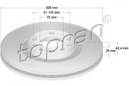     (308X25) 5 .  OPEL ASTRA G H 1.9TD / 2.0 / T 11 / 99->; SAAB 9-5 2.3T / 3.0 / TD 1 / 98->; 206966755
