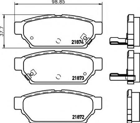 КОЛОДКИ ТОРМОЗНЫЕ ДИСКОВЫЕ ЗАДН MITSUBISHI: CARISMA 95-06, CARISMA СЕДАН 96-06, COLT IV 92-96, COLT V 95-05, LANCER V 92-93, LANCER V STATION WAGON 92-03,  PROTON: AEROBACK 2187202