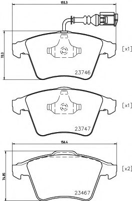 КОЛОДКИ ТОРМОЗНЫЕ ДИСКОВЫЕ ПЕРЕДН VW: MULTIVAN V 03-, TRANSPORTER V C БОРТОВОЙ ПЛАТФОРМОЙ 03-, TRANSPORTER V ФУРГОН 03- 2374601