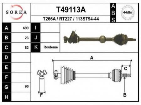  700MM ABS CH.<950213 RENAULT LAGUNA 1.8/2.0 JB3/JC5 94-95 T49113A