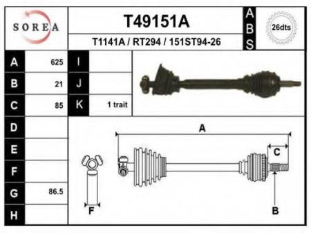   625MM ABS RENAULT KANGOO 1.9D JB1/3 97> T49151A