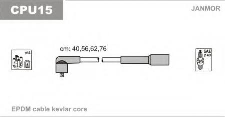 КОМПЛЕКТ ПРОВОДОВ ЗАЖИГАНИЯ CITROEN: EVASION 94-02,XANTIA 93-98, XANTIA 98-03,XM 89-94, XM 94-00, ZX 91-97, FIAT: ULYSSE 94-02, PEUGEOT: 306 93-01, 406 95-04, 406 BREAK 96-0 CPU15