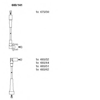 КОМПЛЕКТ ПРОВОДОВ RENAULT 19, VOLVO 440/460 1.6/1.7 88- 600141